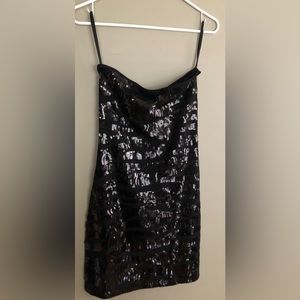 NWT  POEMS London Slinky Sequin Black Dress Made in Italy Size XS